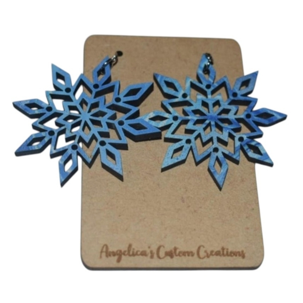 Snowflake Wood Drop Earrings